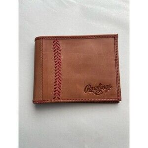 Rawlings Baseball Stitch Genuine Leather Bifold Wallet - TAN Modern Unique
